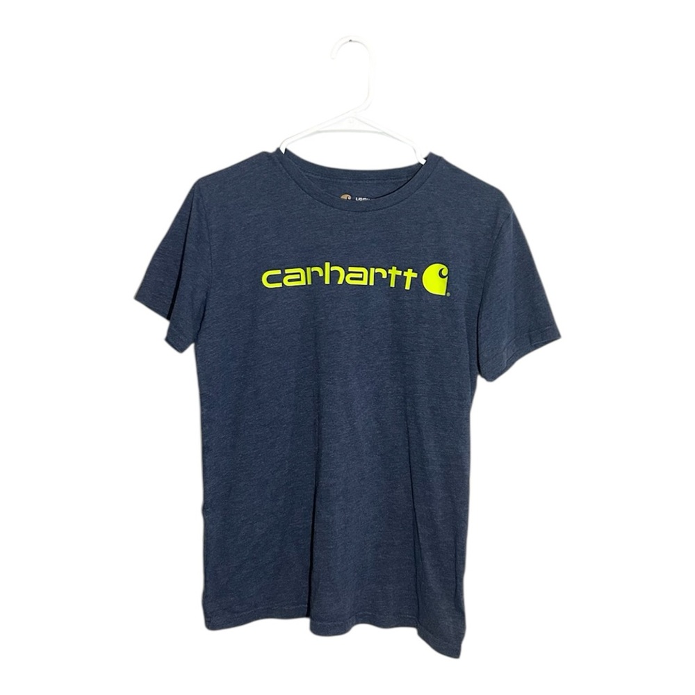 Carhartt Boys Navy Blue Neon Green Graphic T-Shirt Size Large‎ (14-16)